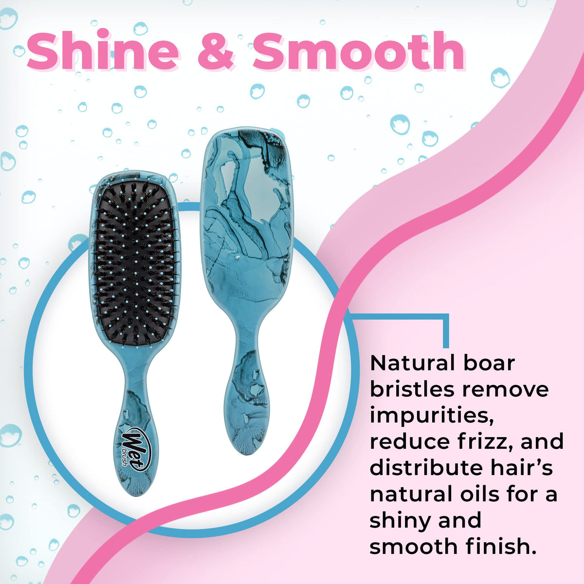 Wet Brush Shine Enhancer, Artic Blue - Ultra-soft IntelliFlex and Natural Boar Bristles for Shiny, Smooth Hair - For Women, Men, Wet or Dry Use