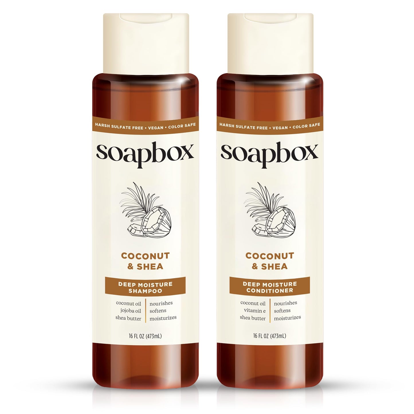 Soapbox Coconut & Shea Shampoo & Conditioner Set, For Dry, Damaged Hair - Nourishes & Moisturizes Hair - Clean Ingredients Free of Harsh Chemicals Beauty & Personal Care Soapbox