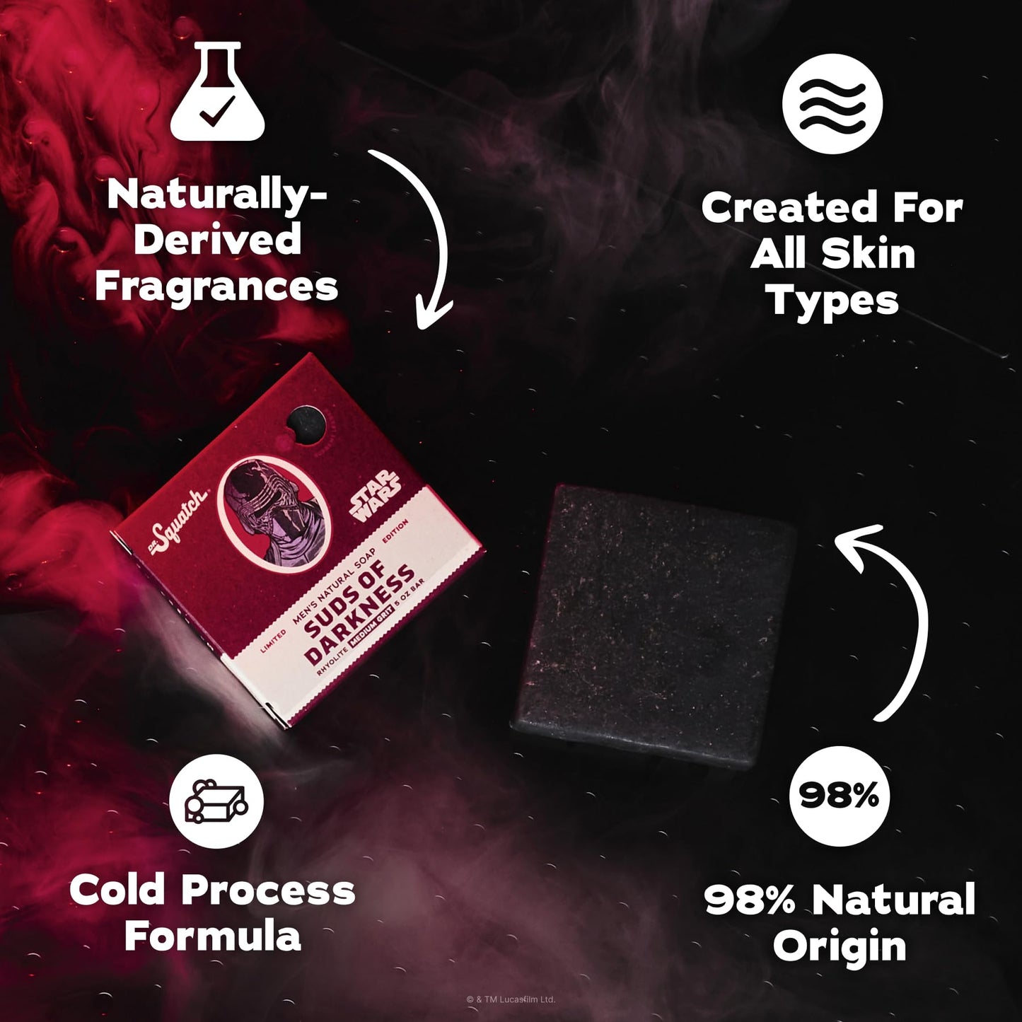 Dr. Squatch Natural Men's Bar Soap - Star Wars Inspired Gifts for Men - Natural Cold Process Soap Bar - Suds of Darkness (5 oz) Beauty & Personal Care Dr. Squatch
