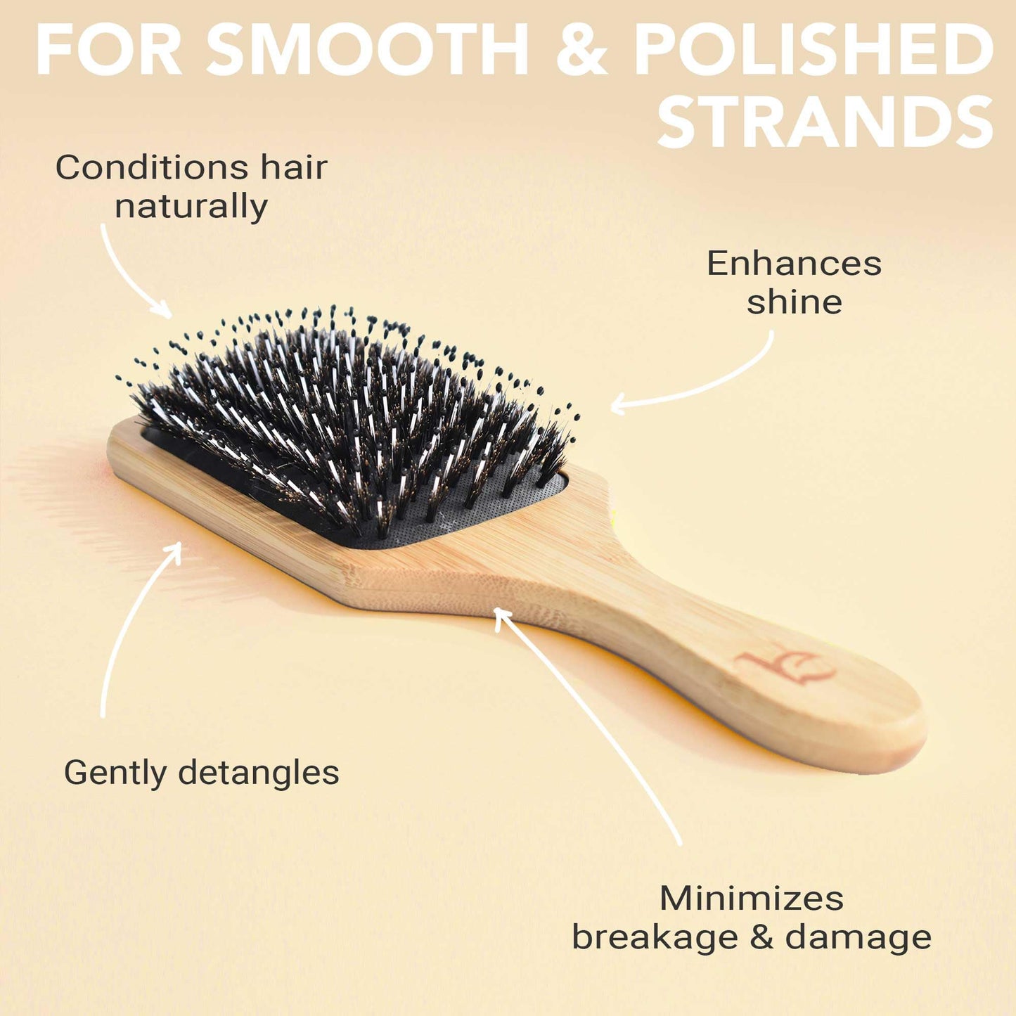 Boar Bristle Paddle Hair Brush - Smoothing Wood Brush for Thick, Curly & Wavy Hair, Detangling Natural Bristles for Women, Stimulates Scalp Beauty & Personal Care Beauty by Earth