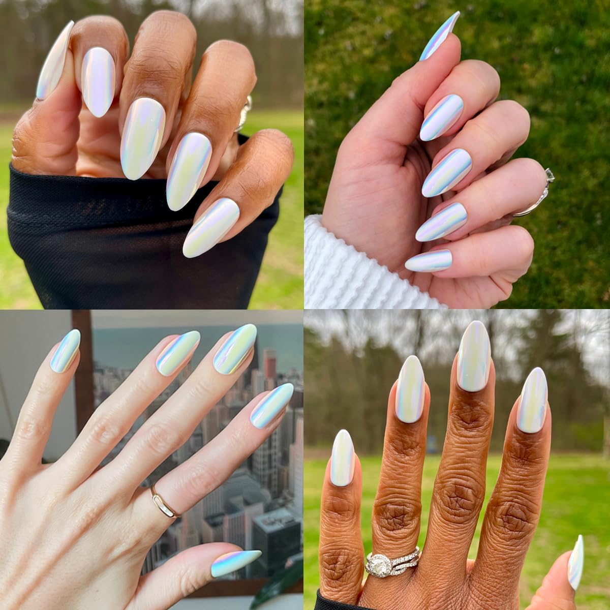 Olive & June Maximalist Press-On Nails, Iridescent Chrome
