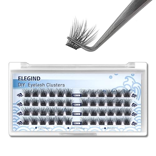 DIY Eyelash Extension Clusters Individual Lashes, 48 Clusters 3D Effect C Curl, Natural Look Reusable Soft Feather Light Volume 12mm Beauty & Personal Care ETVITE