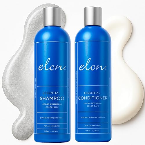 Elon Sulfate Free Shampoo and Conditioner Set (12oz) -Hair Shampoo for Color Treated Hair to Extend Color -Conditioner for Dry Hair to Nourish Beauty & Personal Care Elon