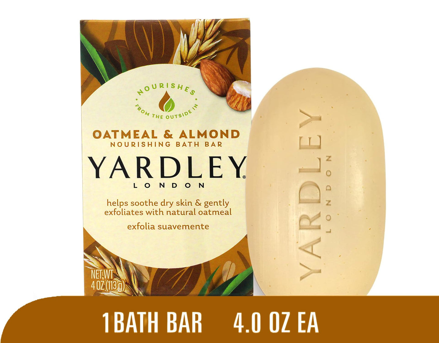 Yardley Oatmeal and Almond Bar Soap, 4.0 Oz. (Pack of 48) Beauty & Personal Care Yardley