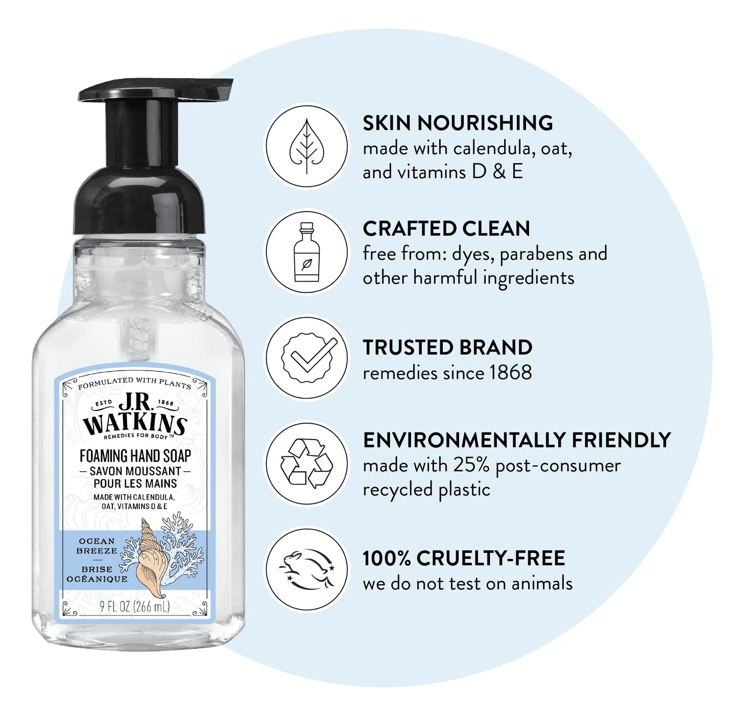 J.r. Watkins 20632 Foam Hand Soap, Ocean Breeze Scent, 9 Oz Beauty & Personal Care J.R. Watkins