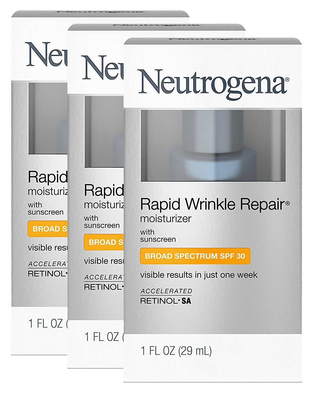 Neutrogena Rapid Wrinkle Repair Daily Face Moisturizer with SPF 30 & Hyaluronic Acid, 1 Fl. Oz. 3 Pack Beauty & Personal Care Neutrogena