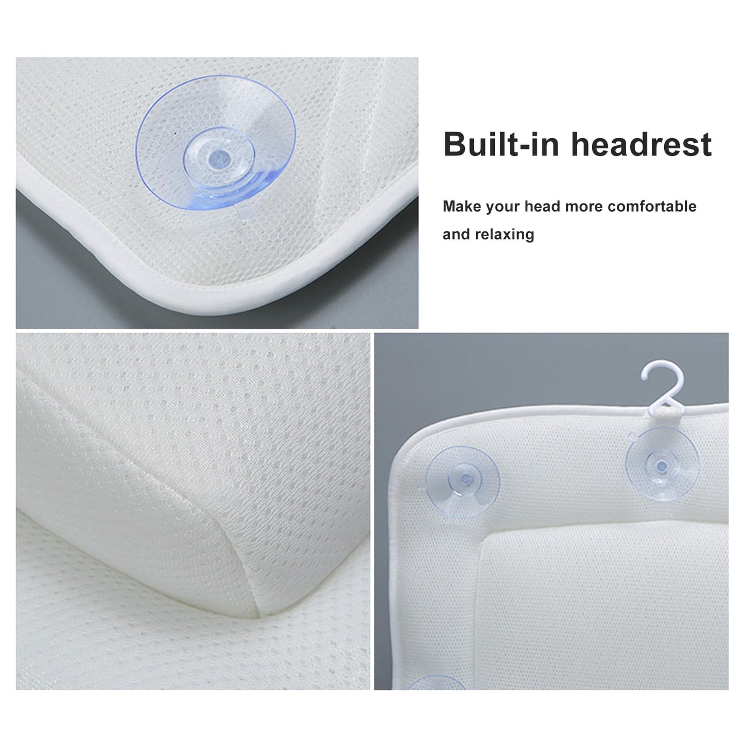 Ejoyous Full Body Bath Pillow, Spa Bathtub Pillow with Anti Slip Suction Cups, Luxury Bath Cushion Mat for Tub, White, Polyester, Neck/Back Support Beauty and Personal Care Ejoyous