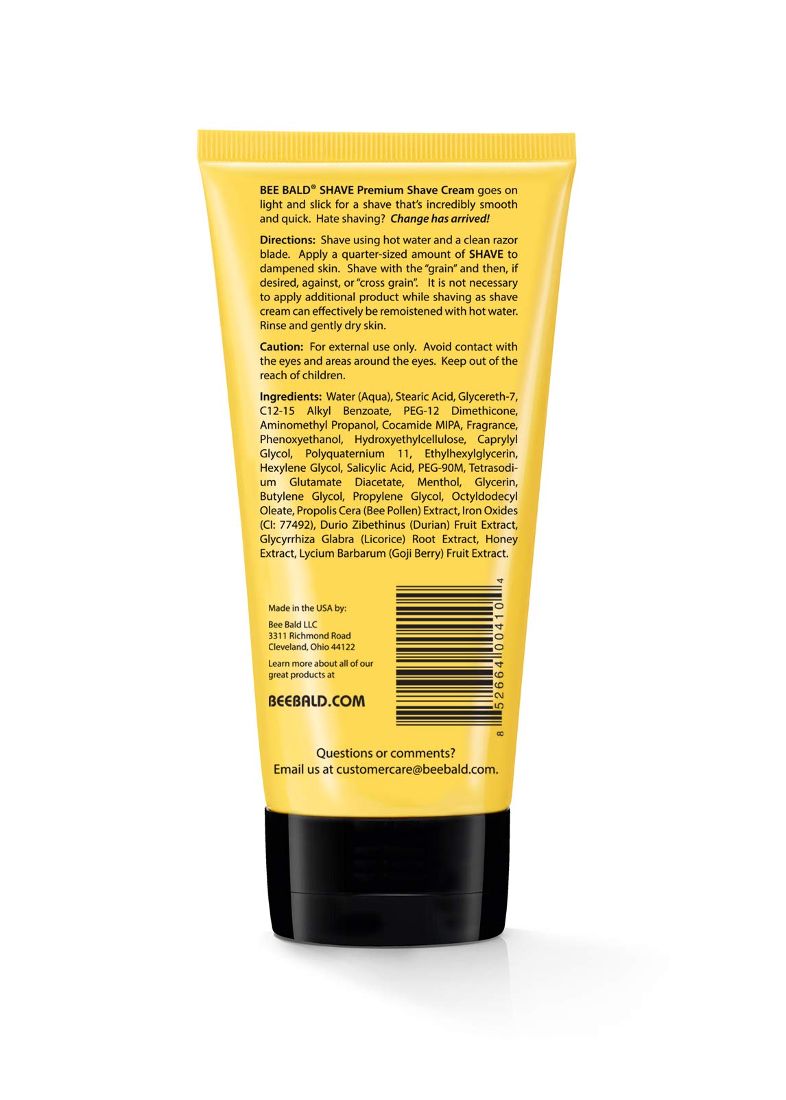 Bee Bald SHAVE Premium Shaving Cream Goes On Light & Slick That's Incredibly Smooth & Quick For Both Face And Head, 6 Fl Oz Beauty & Personal Care Bee Bald