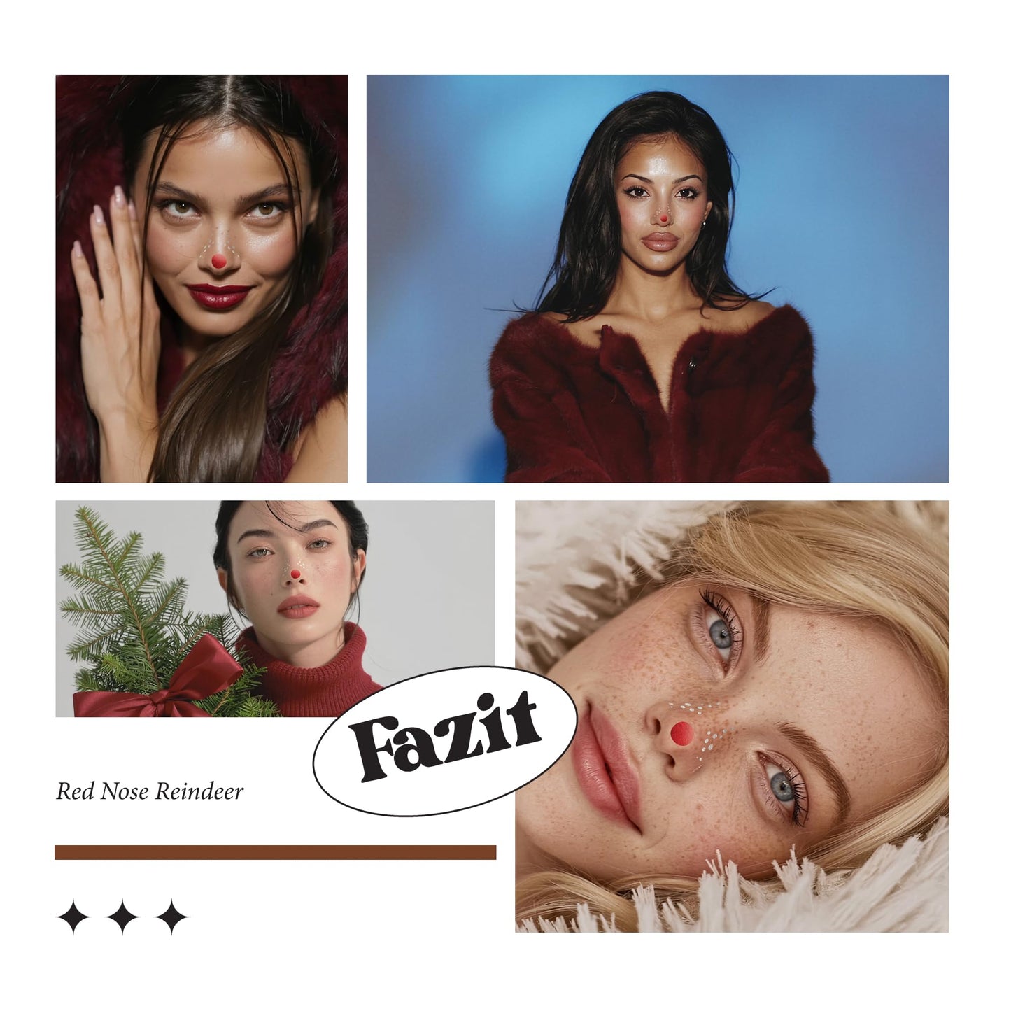 Fazit Makeup Patches - Red Nose Speckles - Glow Up Make-Up Patches - Cute Glitter Makeup Accessories for Women - Cosmetic Glitter for Face Beauty & Personal Care Fazit