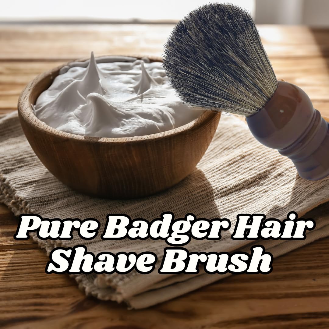 G.B.S Pure Badger Shaving Brush, Extra Soft Bristles, Holds More Lather, Generates Great Lather, Horn Resin Design Handle - Perfect for Shaving Soap Beauty and Personal Care G.B.S