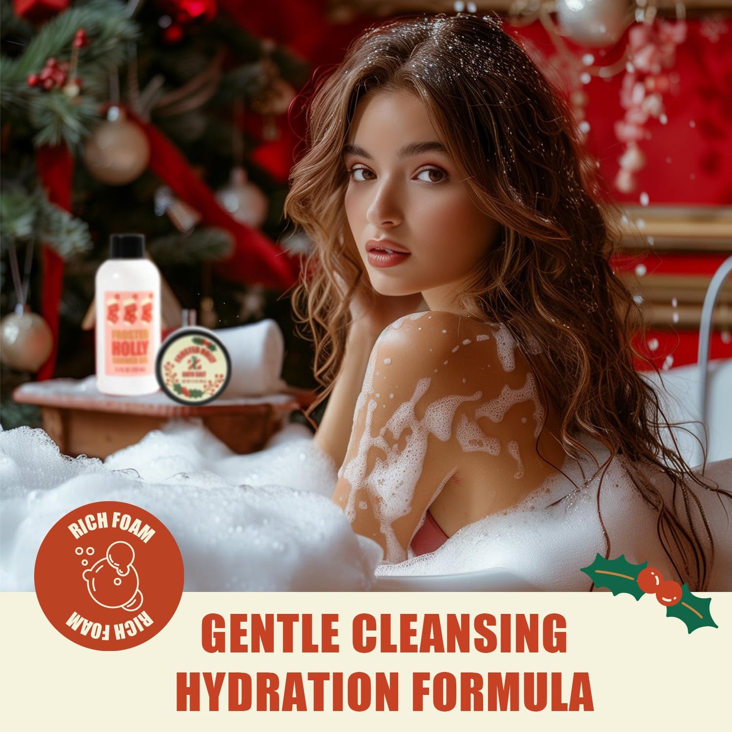 Christmas Bath Gift Set for Women, 5 PCS Bath and Body Gift Set,Holiday Stocking Stuffers with Shower Gel, Body Lotion, Mini Towel,Birthday Gifts Beauty and Personal Care BFFLOVE