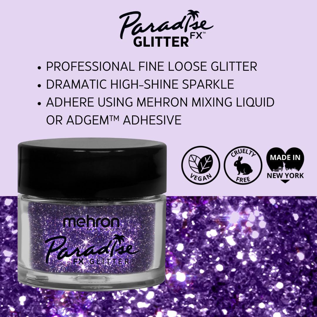 Mehron Makeup Paradise Glitter FX | Professional Cosmetic for Makeup & Art | Vibrant & Shimmering Loose Glitter .25 oz (7 g) (Pastel Lavender) Beauty & Personal Care Mehron