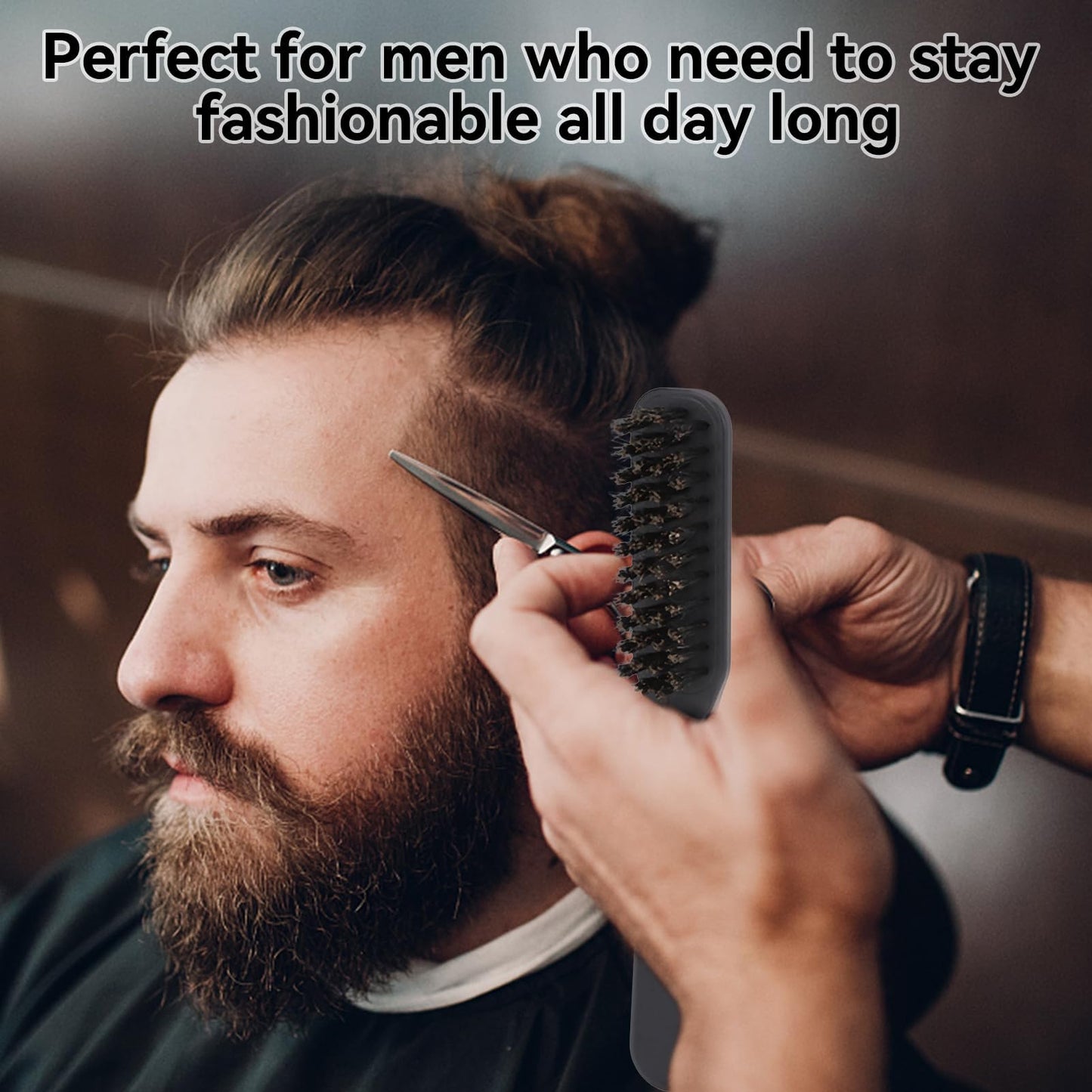 Foldable Beard Brush, Soft Bristles Beard Styling Comb Men Mustache Grooming Brush Portable Hair Styling Tool for Women and Men, Household Outdoor Beauty and Personal Care Agatige