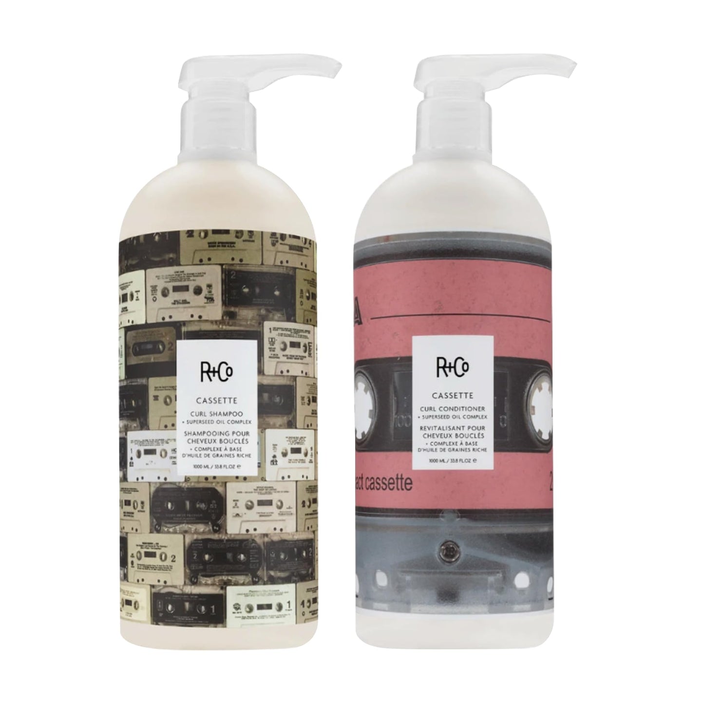R+Co Cassette Curl Defining Shampoo and Conditioner Liter Set - Lightweight Curl Definition & Frizz Control for Natural, Bouncy Curls - Adds Shine Beauty & Personal Care R+Co