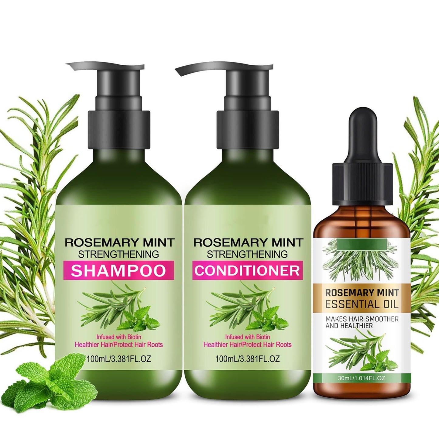 Rosemary Mint Hair Care Shampoo & Conditioner Set, Hair Growth Shampoo, Conditioner, Oil for Gentle Cleansing,Moisture Repair,Frizz Control,Shine Beauty & Personal Care TUOSHITONG