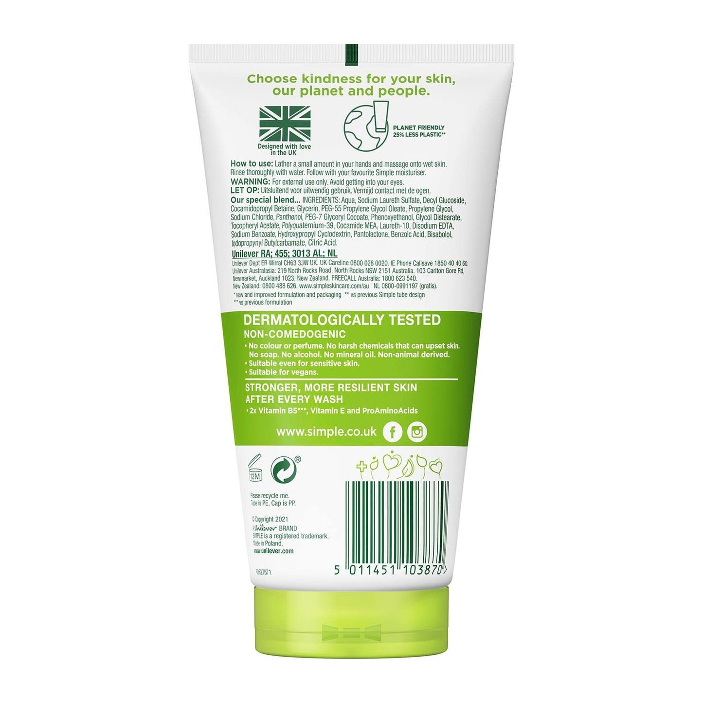 Simple Kind to Skin Moisturising Facial Wash (150ml) Beauty & Personal Care Simple