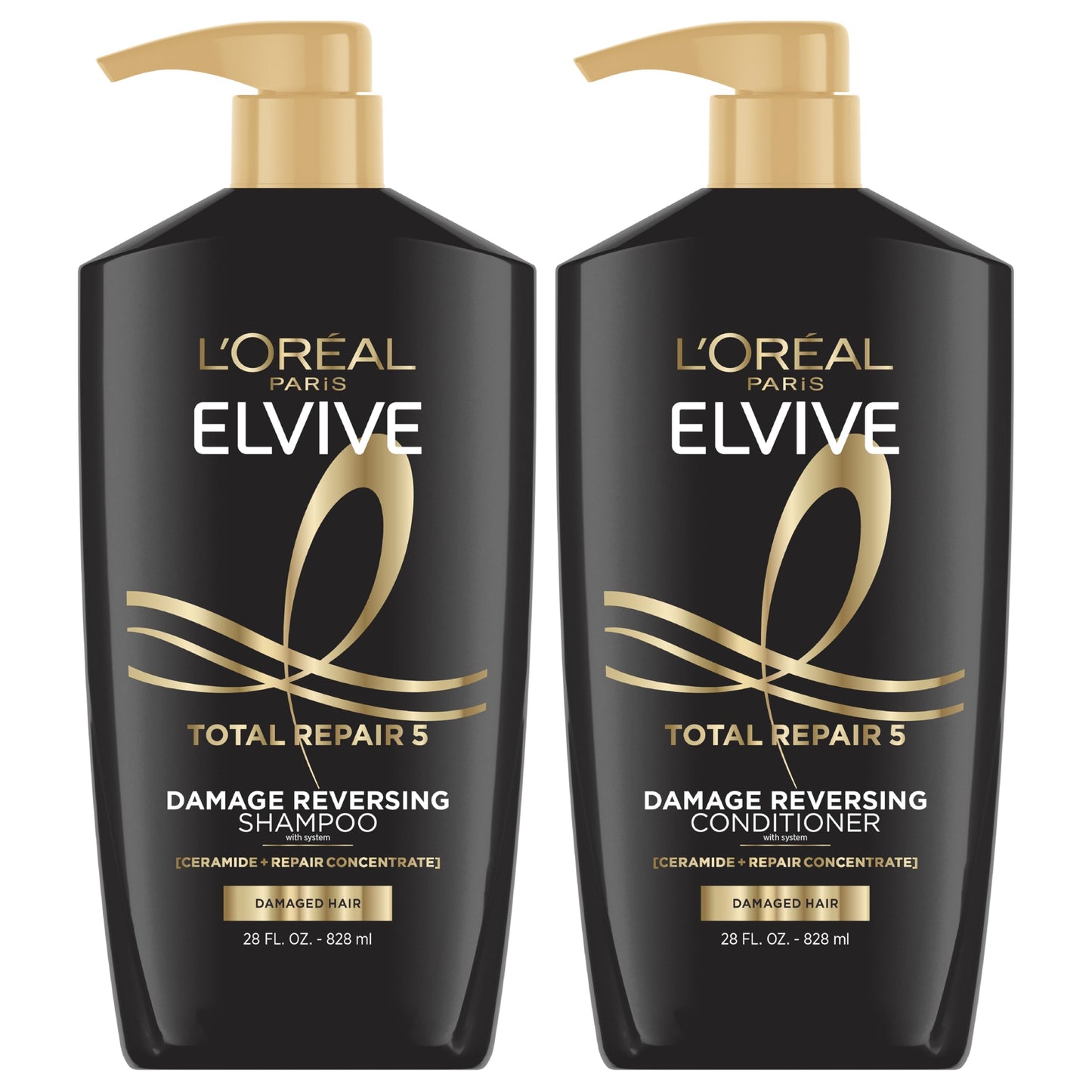 L'Oreal Paris Elvive Total Repair 5 Repairing Shampoo and Conditioner for Damaged Hair, 28 Ounce (Set of 2)(Packaging May Vary) Beauty & Personal Care L'Oreal Paris