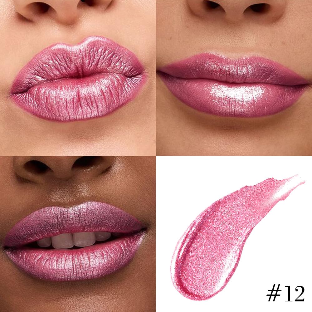 Kaely 2-in-1 Mauve Pink Metallic Lipstick and Lip Liner, Shimmer Liquid Metallic Lipsticks for Women, Glitter Lip Gloss Stain Long Lasting Waterproof Beauty and Personal Care Kaely