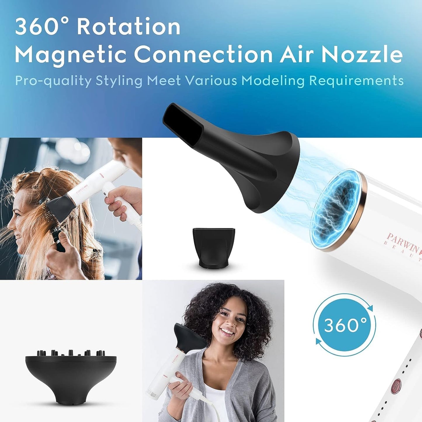 Hair Blow Dryer with Diffuser, IG INGLAM Professional High Speed Brushless Motor Negative Ion Low Noise Constant Temperature, 3 Heat Settings 3 Speeds Beauty & Personal Care IG INGLAM