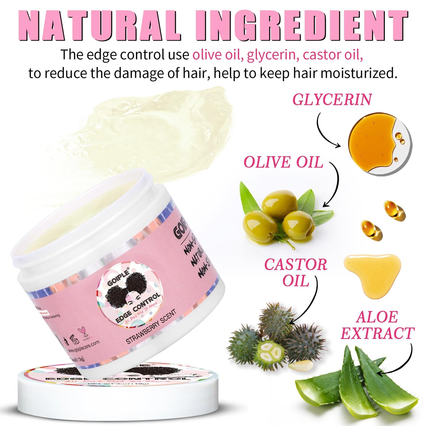 Goiple Edge Control Wax Strong Hold Non-greasy Hair Styling Gel - Edge Wax No Flaking Edge Control for Black Hair Edge Wax for Women Rose&Black Castor Beauty and Personal Care Goiple