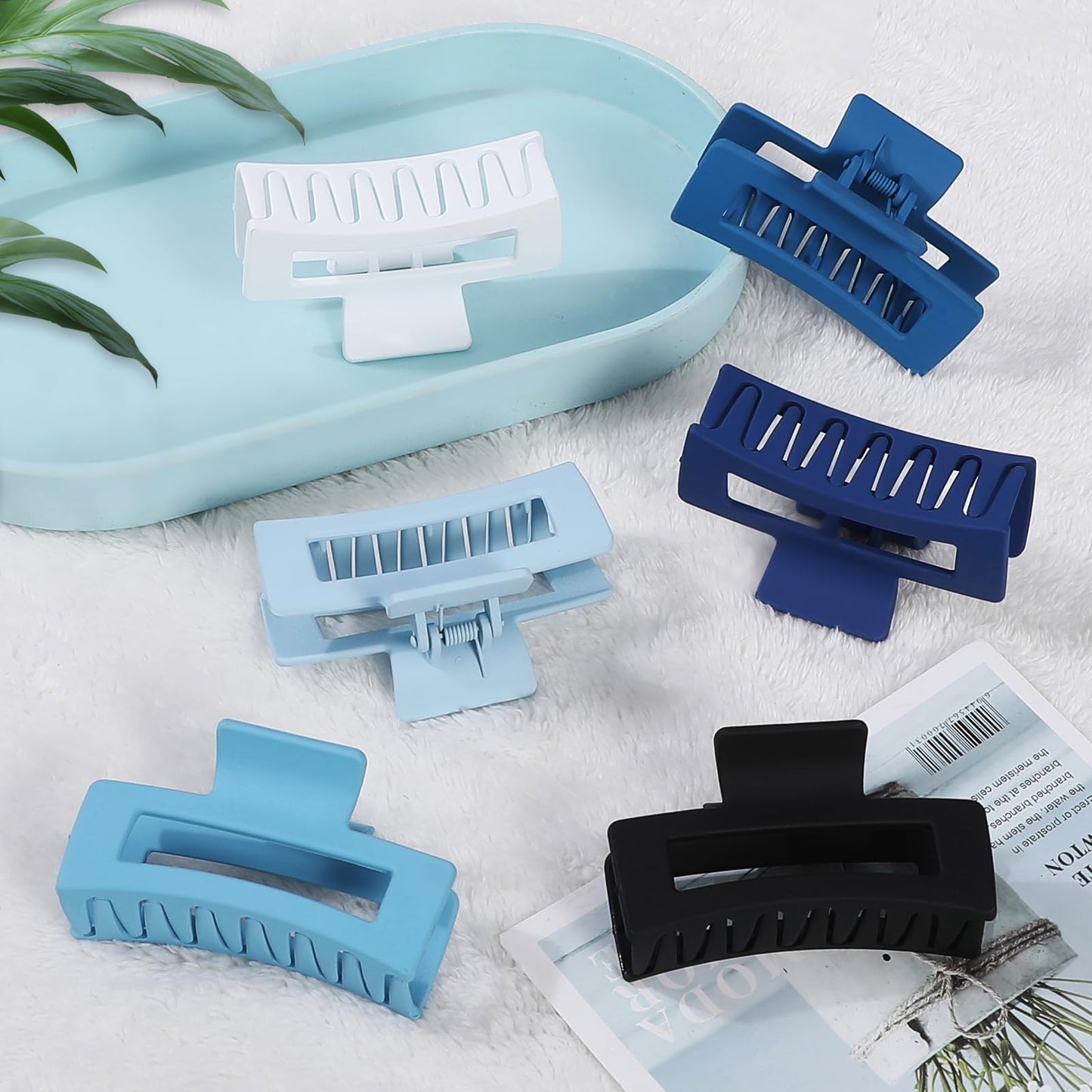 Sisiaipu 3.5 Inch Medium Hair Claw Clips 6 Pack Hair Clips for Women Square Rectangle Claw for Hair Banana Jaw Clips Hair Accessories for Girls (Blue) Beauty and Personal Care Sisiaipu