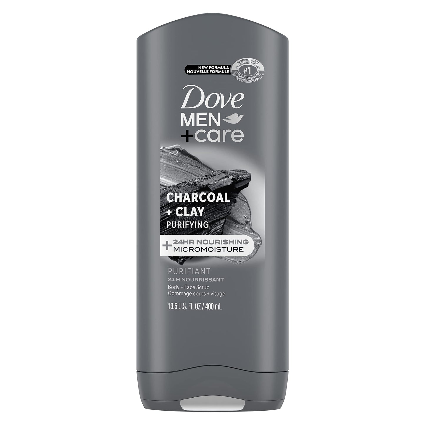 Dove Purifying Charcoal + Clay Body and Face Wash with 24-Hour Nourishing Micromoisture Technology Body Wash for Men, 13.5 oz Beauty & Personal Care DOVE MEN + CARE