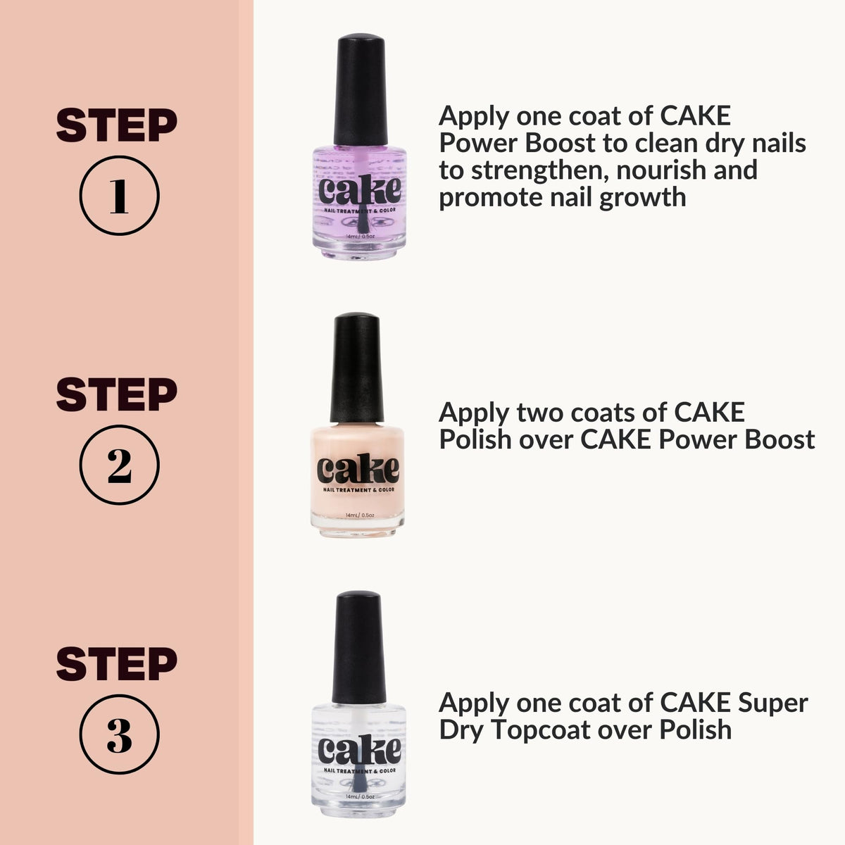 CAKE Non-Toxic Nail Polish for Women, Fingernail Repair, Ridge Filler, Nail Repair for Damaged Nails, Fingernail Polish, Natural Nail Polish