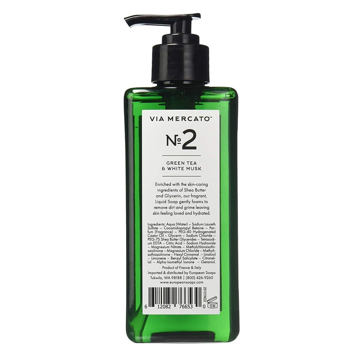 Via Mercato Liquid Soap, Shea Butter Enriched (12 oz), No. 2 - Green Tea & White Musk Beauty & Personal Care Via Mercato