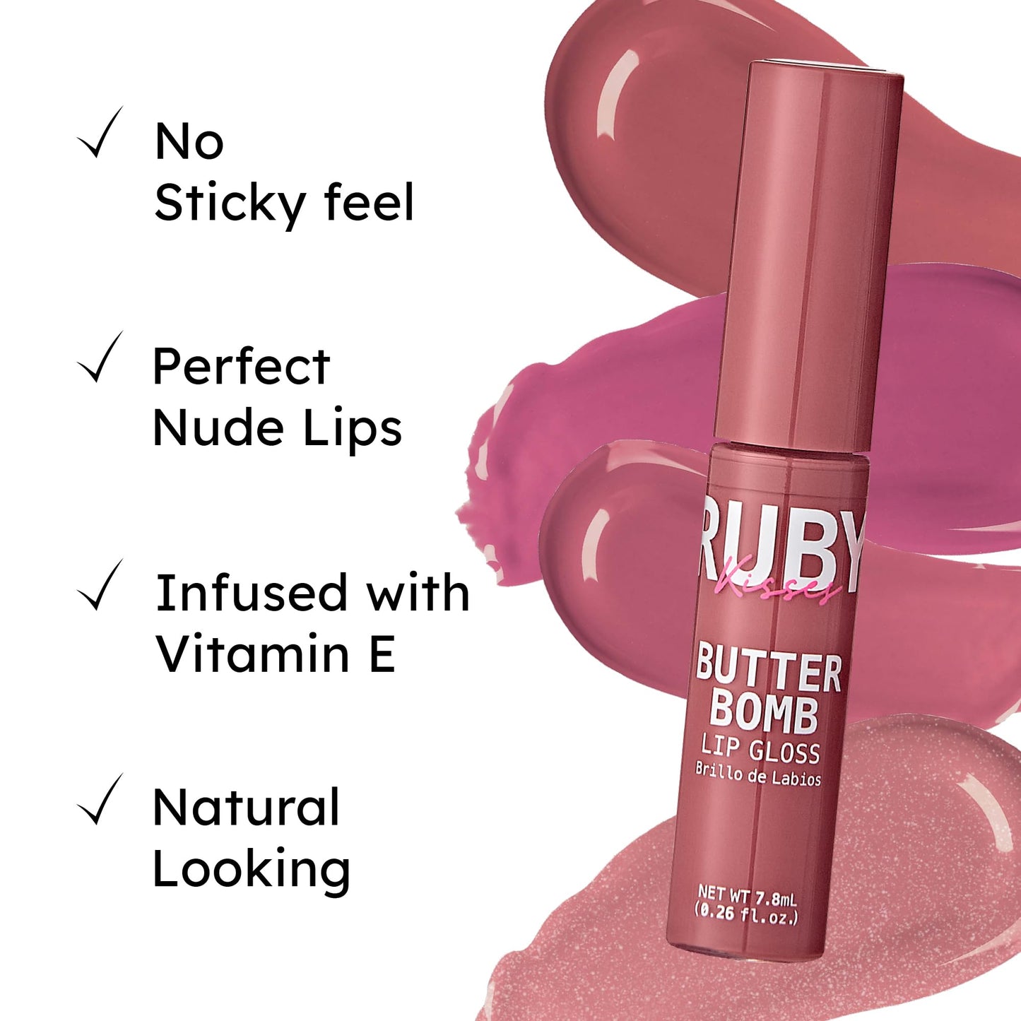 Ruby Kisses Butter Bomb Lip Gloss, High-Shine Non-Sticky Hydrating Plumping Beauty & Personal Care Ruby Kisses