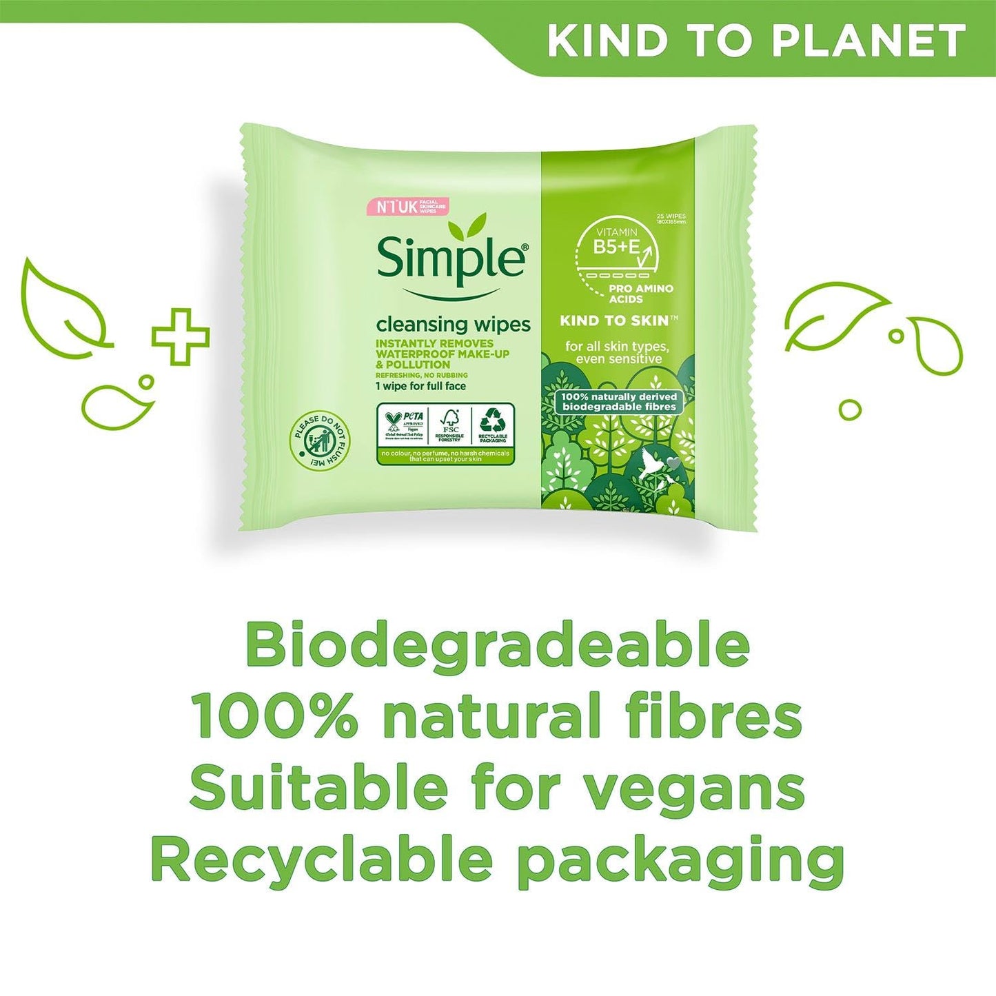 Simple Kind To Skin Cleansing Facial Wipes - 25 Wipes Beauty & Personal Care Simple