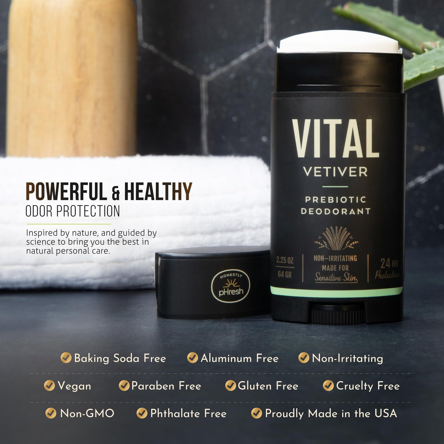 Honestly pHresh Prebiotic Natural Deodorant for Men - Aluminum & Baking Soda Free with 24 Hour Odor Protection. Clean Vegan Deodorant for Sensitive Beauty and Personal Care Honestly pHresh