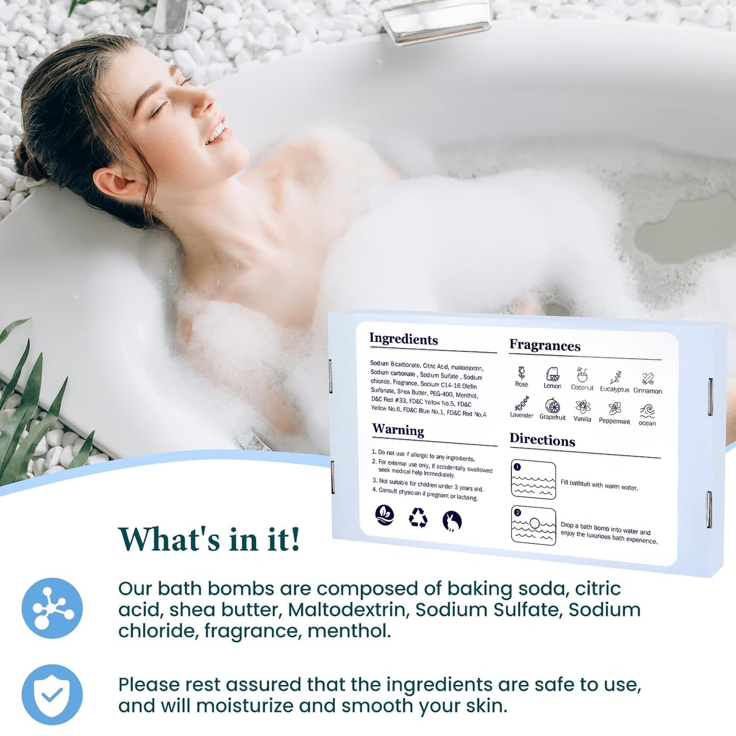 TranquilBliss Bath Bombs Set 50 PCS with 10 Rich Scents, Bath Bombs for Women, Natural Bubble Bombs with Shea Butter & Safe Oil, Ideal for Mother's Beauty and Personal Care TranquilBliss