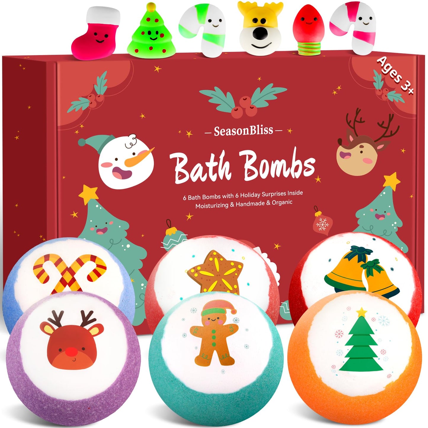 SeasonBliss Christmas Bath Bombs for Kids with Surprise Inside,Bath Bombs Sets with 6 Pack Bubble Bath Bomb for Girls and Boys, Nice Gifts for Kids Beauty and Personal Care SeasonBliss