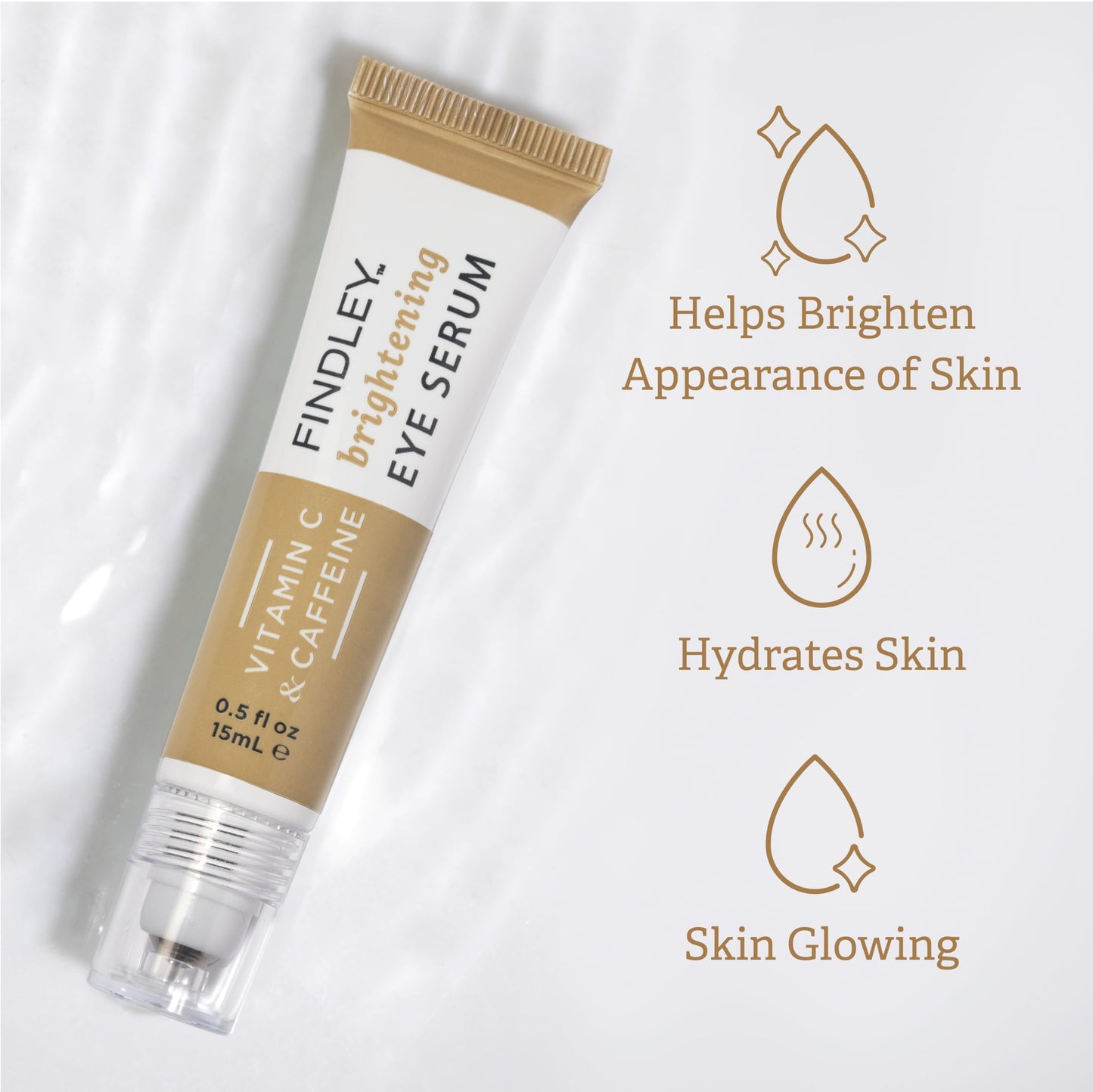 Findley Eye Serum with Vitamin C and Caffeine | Unique Stainless Steel Roller Ball Applicator | Under Eye Treatment for Puffiness & Dark Circles | Beauty & Personal Care Findley