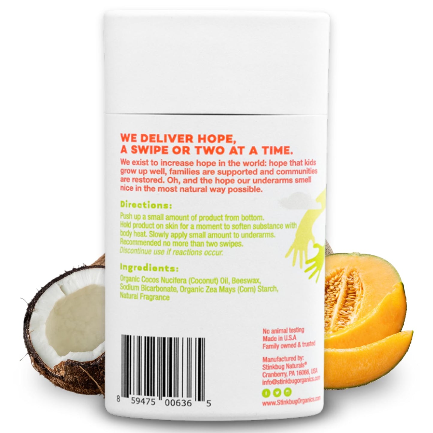 Stinkbug Naturals Organic Plastic & Aluminum Free Deodorant Stick with Coconut Melon and Coconut Oil, 2.65 Ounce, Pack of 1 Beauty and Personal Care Stinkbug