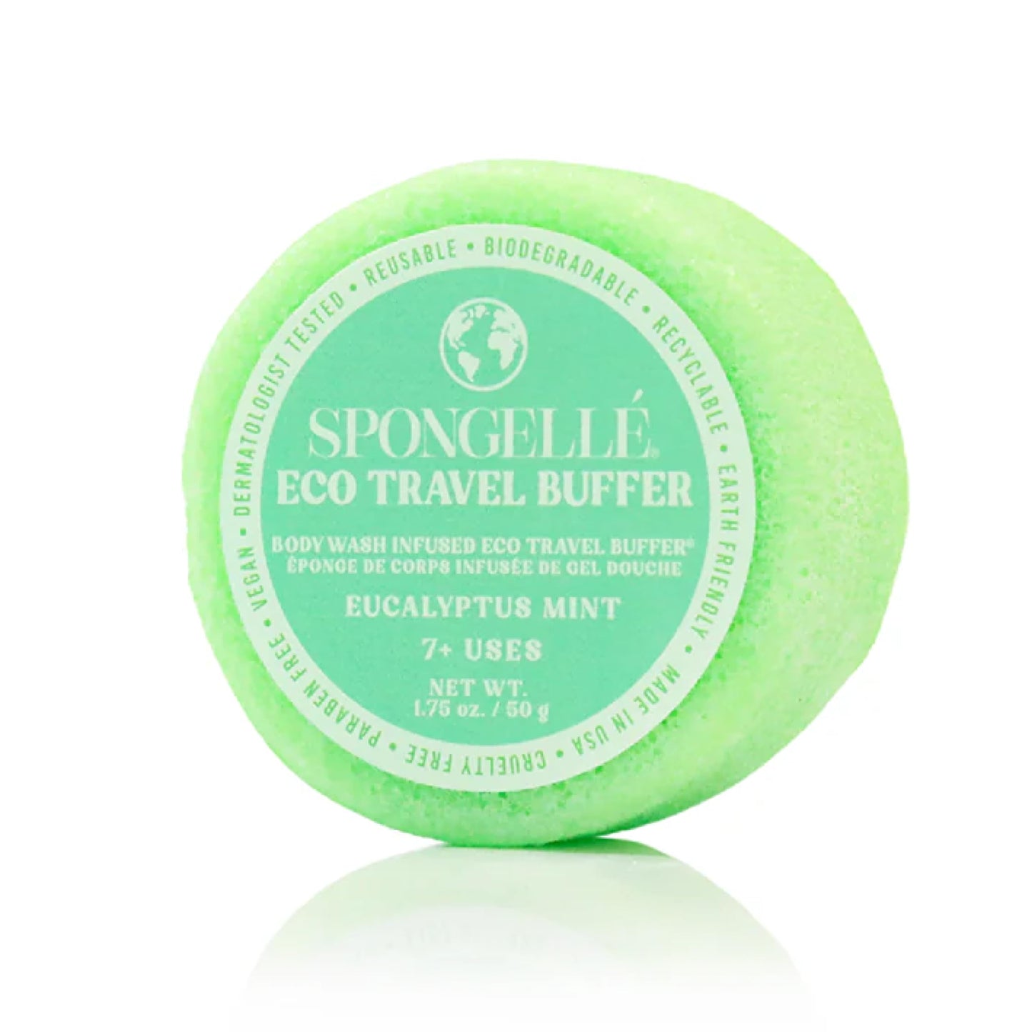 Spongelle Eucalyptus Mint Eco Collection Travel Body Buffer Body Scrubber - Bath & Shower Loofah for Men & Women - Biodegradable, Cruelty-Free, Vegan Beauty and Personal Care SPONGELLÉ