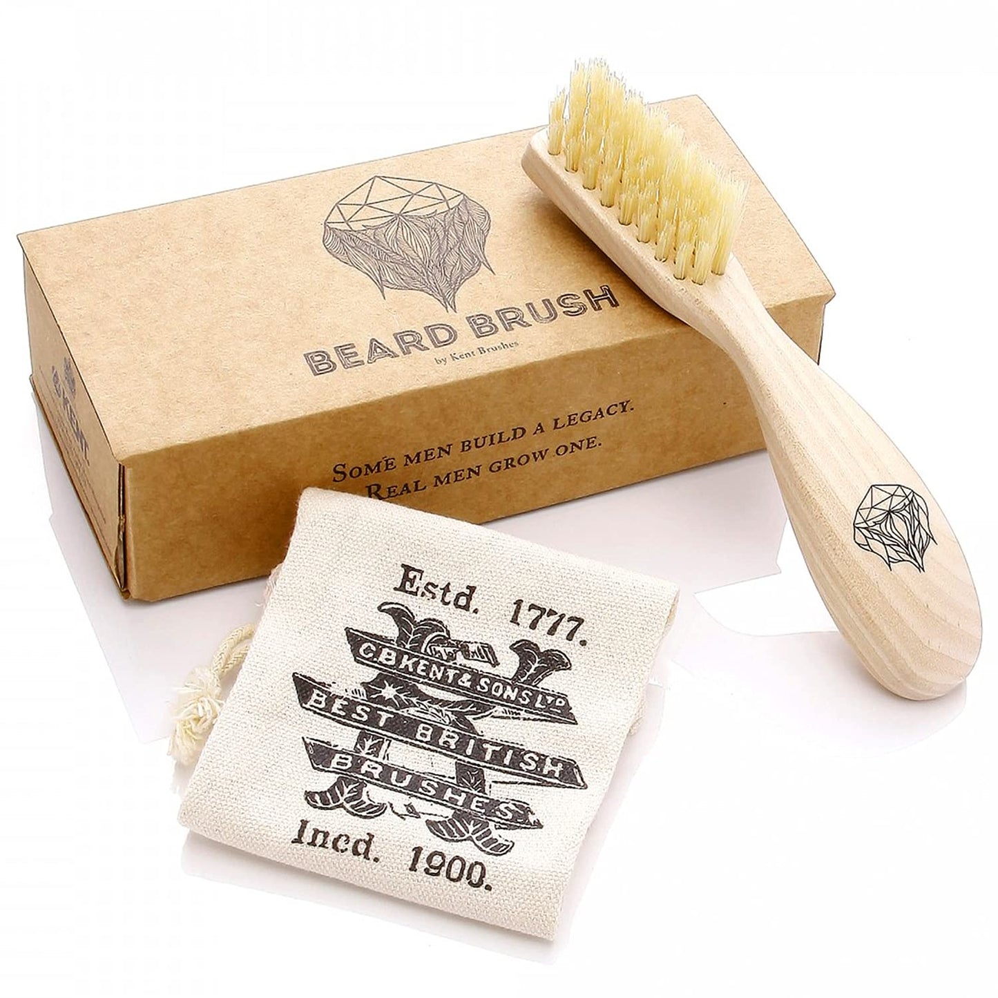 Kent Beard & Mustache Grooming Kit Includes BRD2 White Boar Bristle Beard Brush, 81T Handmade Sawcut Comb, and FOT Fine Tooth Beard Comb for Men’s Beauty and Personal Care KENT