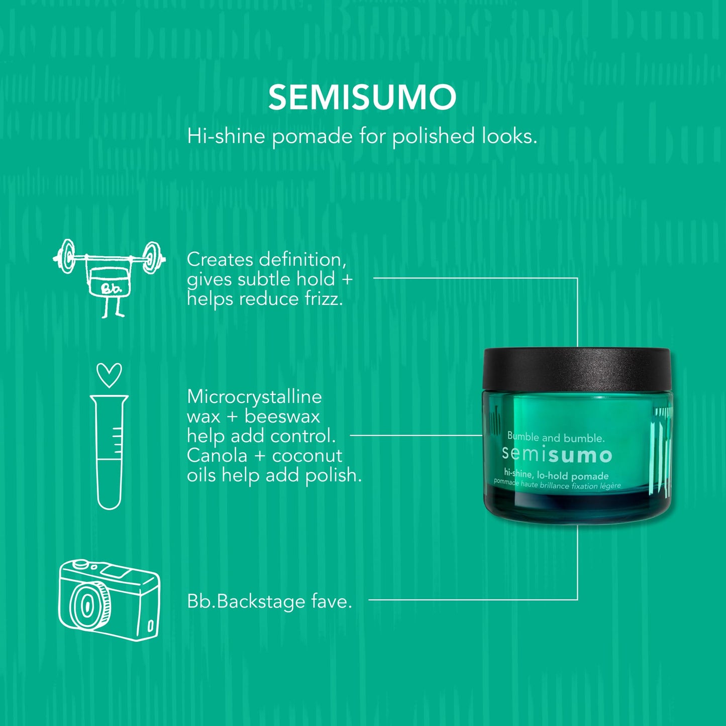 Bumble and bumble. Semisumo Hi-Shine Hair Pomade | Anti Frizz | Subtle Hold, Hi-shine Finish | Curly, Wavy, Straight, 1.5 Ounce Beauty & Personal Care Bumble and bumble.