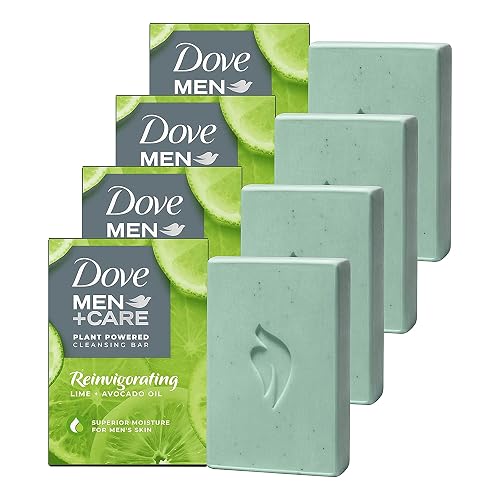 DOVE MEN + CARE Plant-Powered Natural Essential Oil Bar Soap Reinvigorating Lime + Avocado Oil to Clean and Hydrate Mens Skin 4-in-1 Bar Soap Beauty & Personal Care DOVE MEN + CARE