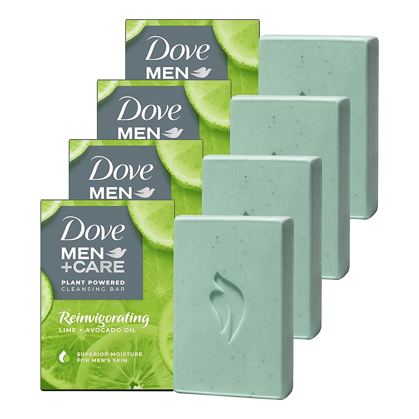 DOVE MEN + CARE Plant-Powered Natural Essential Oil Bar Soap Reinvigorating Lime + Avocado Oil to Clean and Hydrate Mens Skin 4-in-1 Bar Soap Beauty & Personal Care DOVE MEN + CARE
