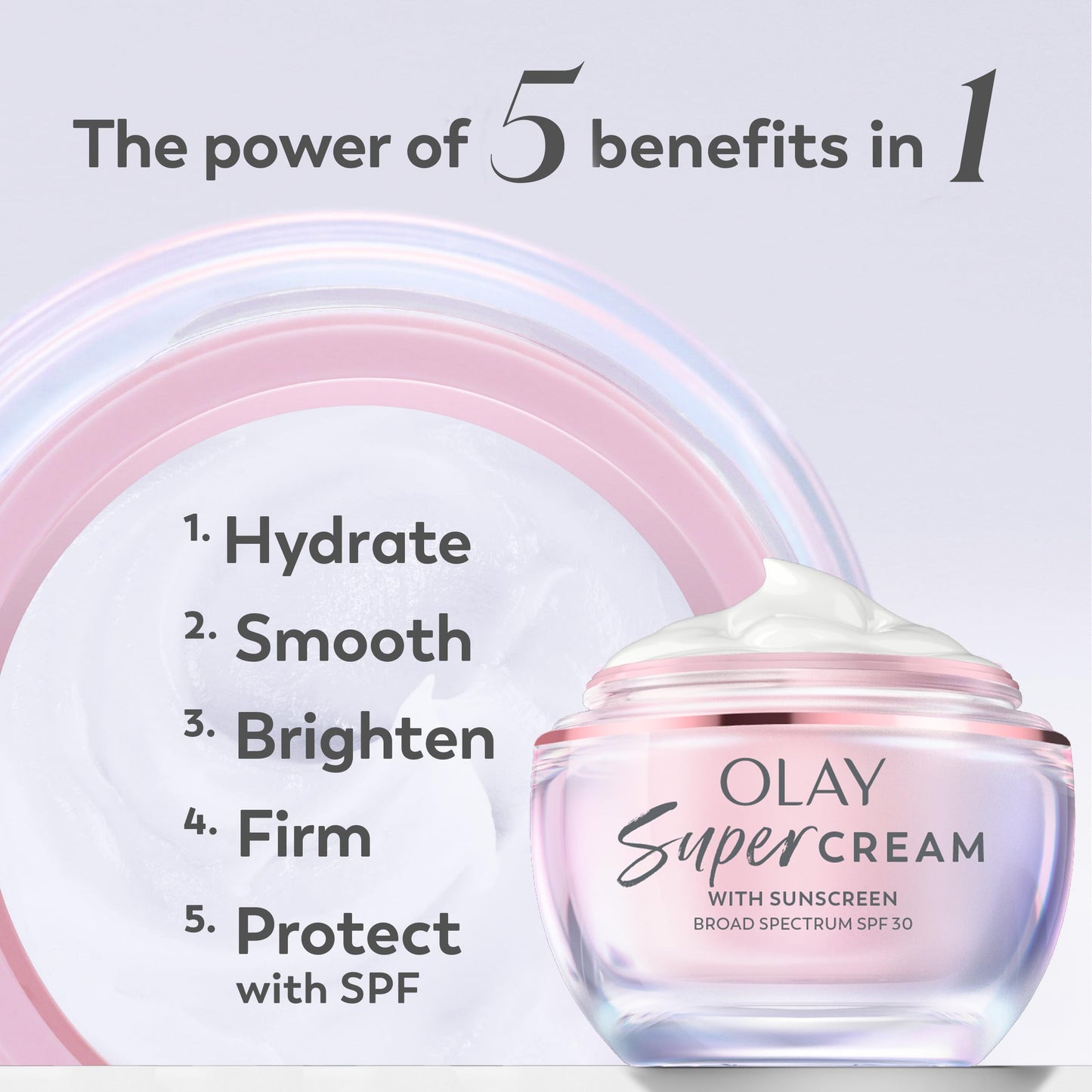 Olay Super Cream with Sunscreen SPF 30, Trial Size, Lightweight Face Moisturizer with Sun Protection, 5-in-1 Skin Care Benefits - Hydrating Beauty & Personal Care Olay