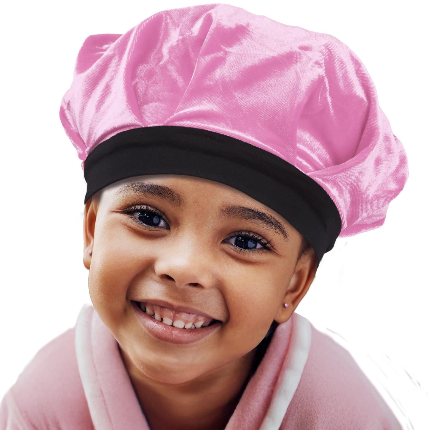 DONNA Kids Silky Velvet Bonnet, Shower Cap for Girl and Kids Wide Band, Reversible, Bonnet for Girls, 1pc PINK COLOR Beauty and Personal Care DONNA