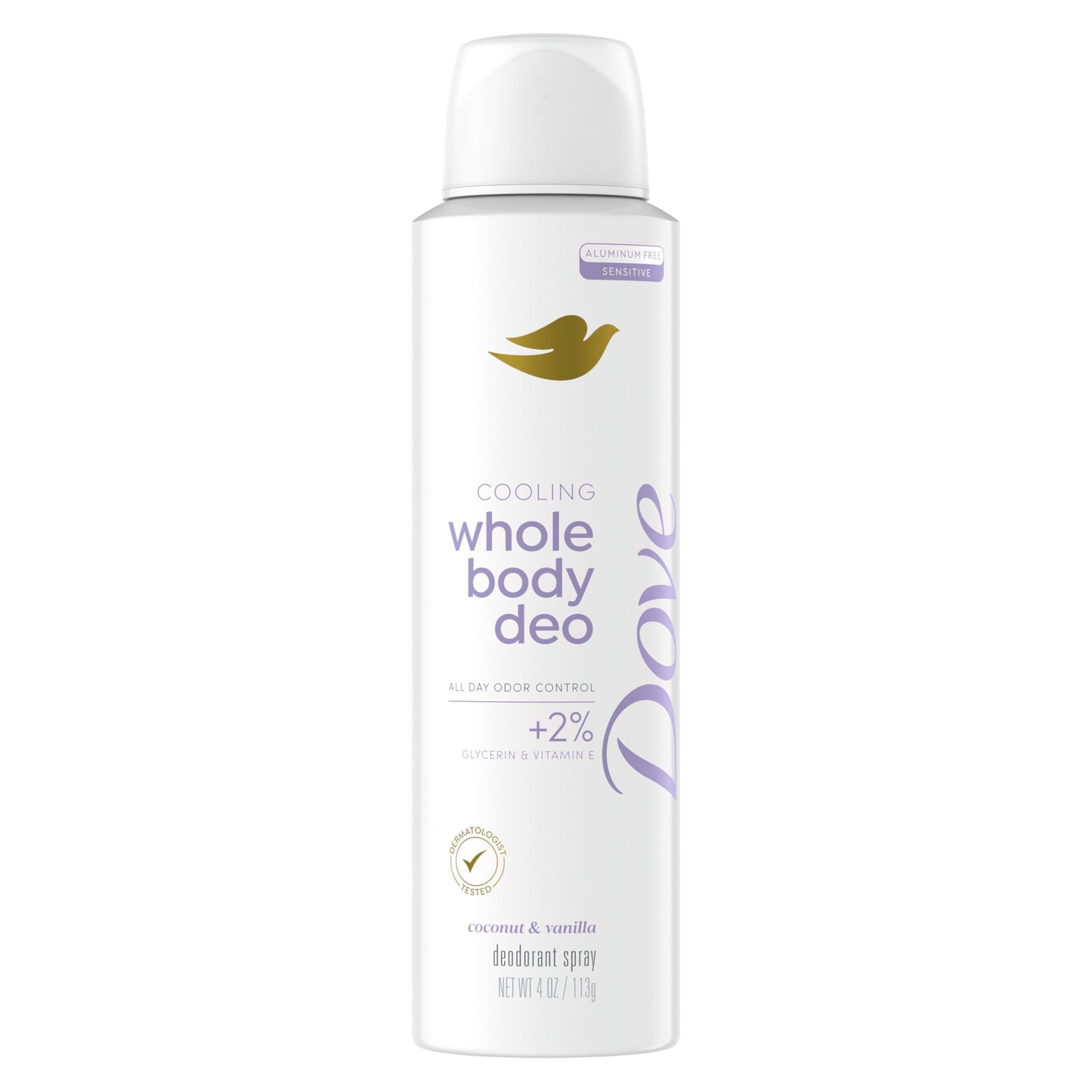 Dove Whole Body Deo Aluminum Free Invisible Spray Deodorant Coconut & Vanilla for 72h Odor Control 4 oz Beauty and Personal Care Dove