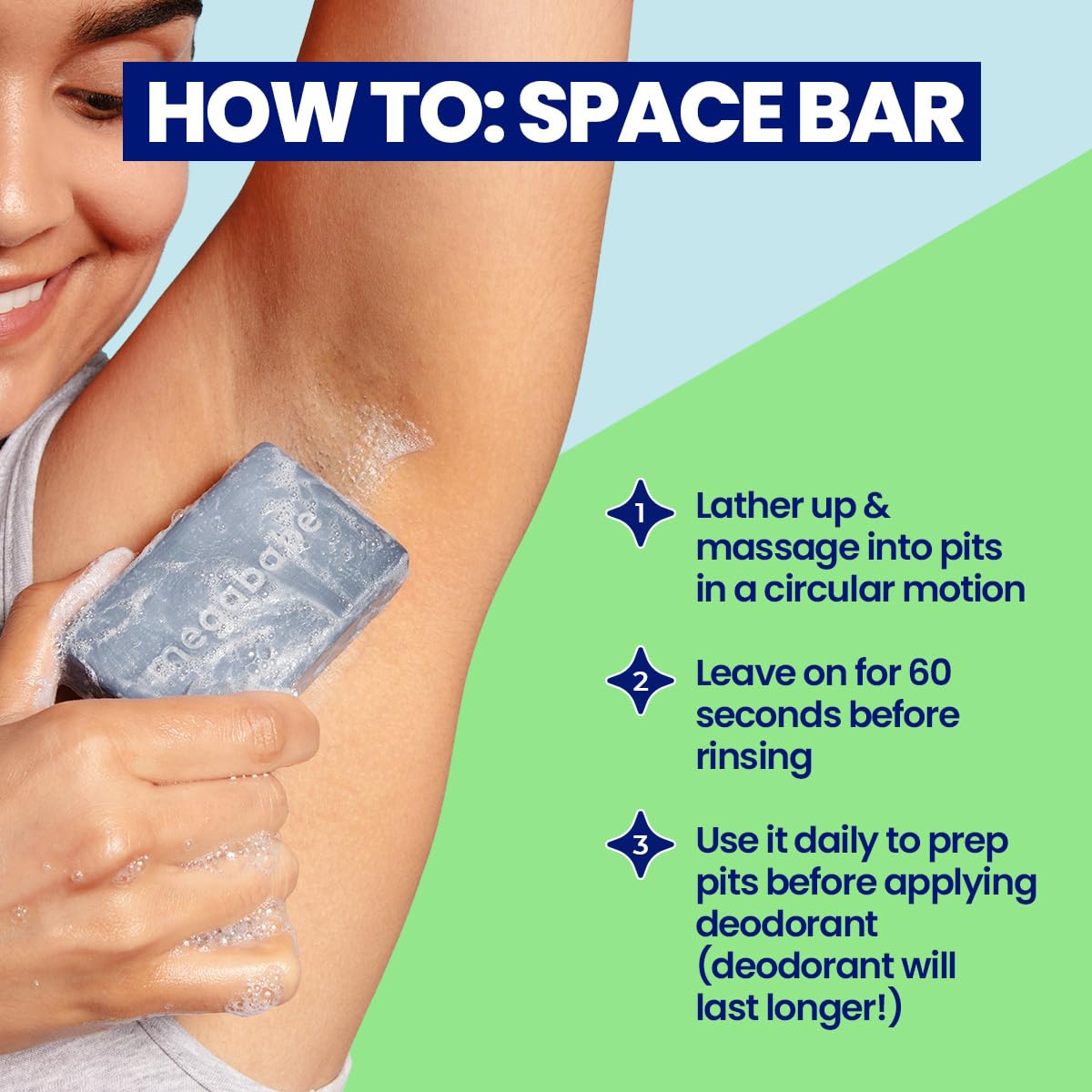 Megababe Underarm Bar Soap - Space Bar | Stocking Stuffer Holiday Gift | With Detoxifying Charcoal for Odor Control | 4.5 oz Beauty & Personal Care Megababe