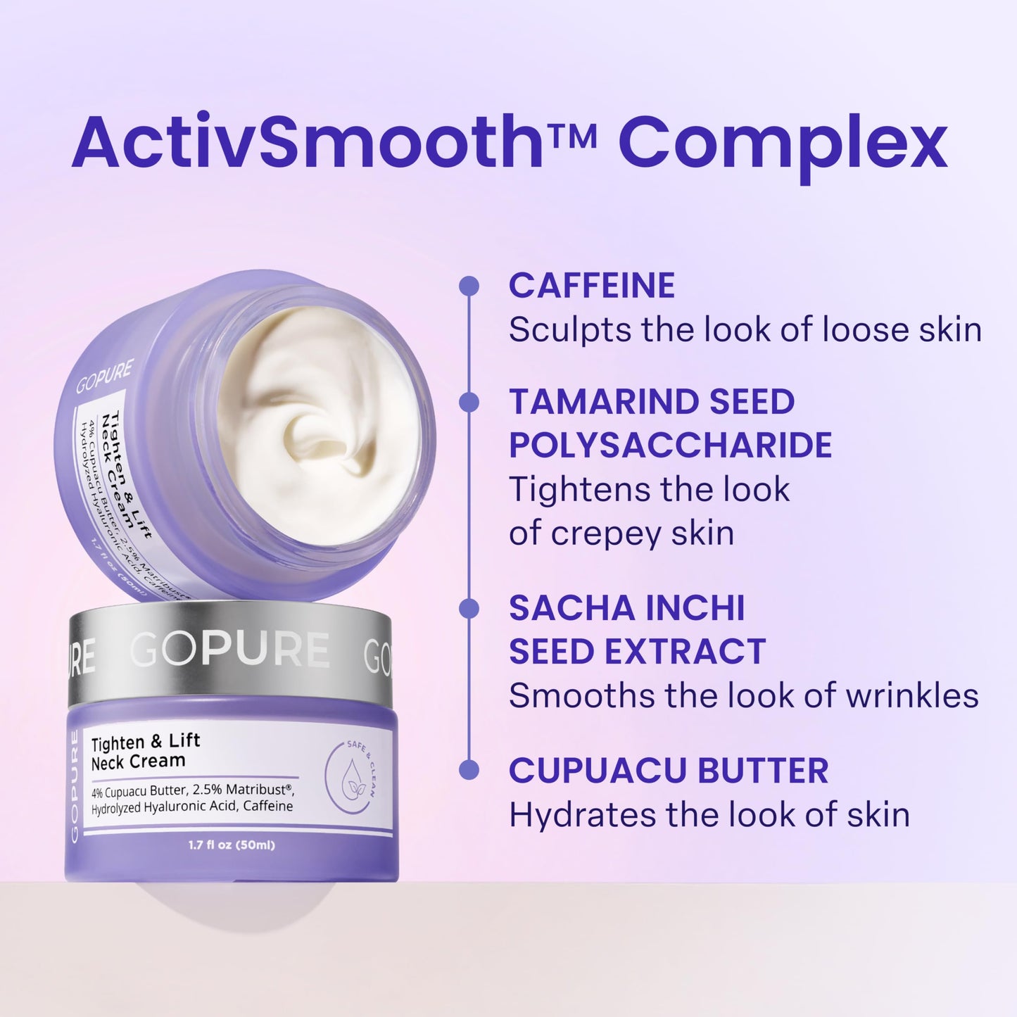 goPure Tighten & Lift Neck & Chest Moisturizer Cream for Visibly Firming, Tightening and Lifting the Look of Wrinkles & Crepey Skin, 1.7oz Beauty and Personal Care goPure