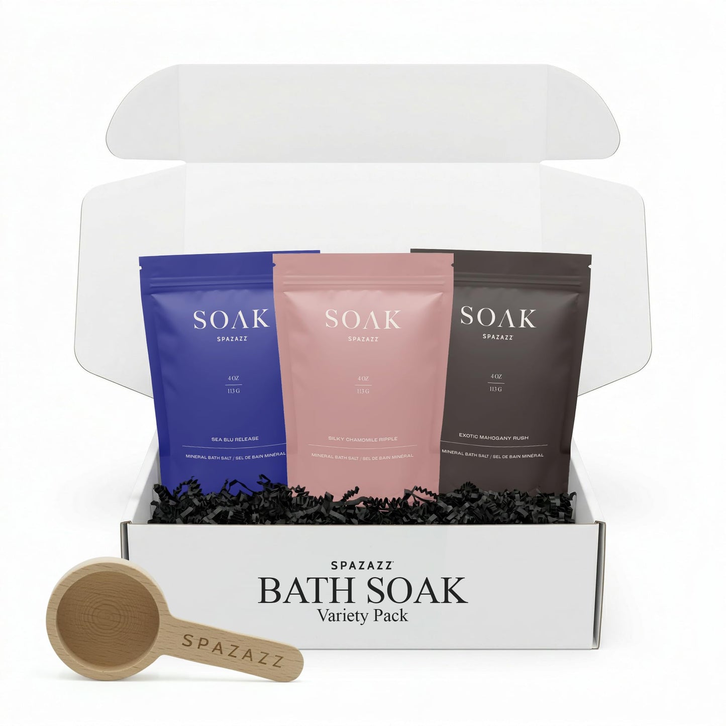Spazazz Dead Sea Bath Salts with Magnesium & Arnica - Aromatherapy Mineral Bath Soak for Relaxation - 4oz Exotic Mahogany Rush, Silky Chamomile Ripple Beauty and Personal Care Spazazz