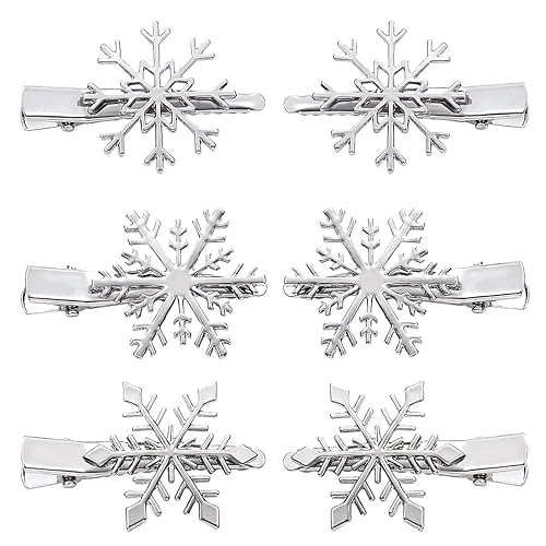 NVENF 6PCS Christmas Hair Clips for Women Holiday Rhinestone Snowflake Hair Clip Christmas Hair Accessories Festive Party Gifts (6PCS Snowflake A) Beauty & Personal Care NVENF