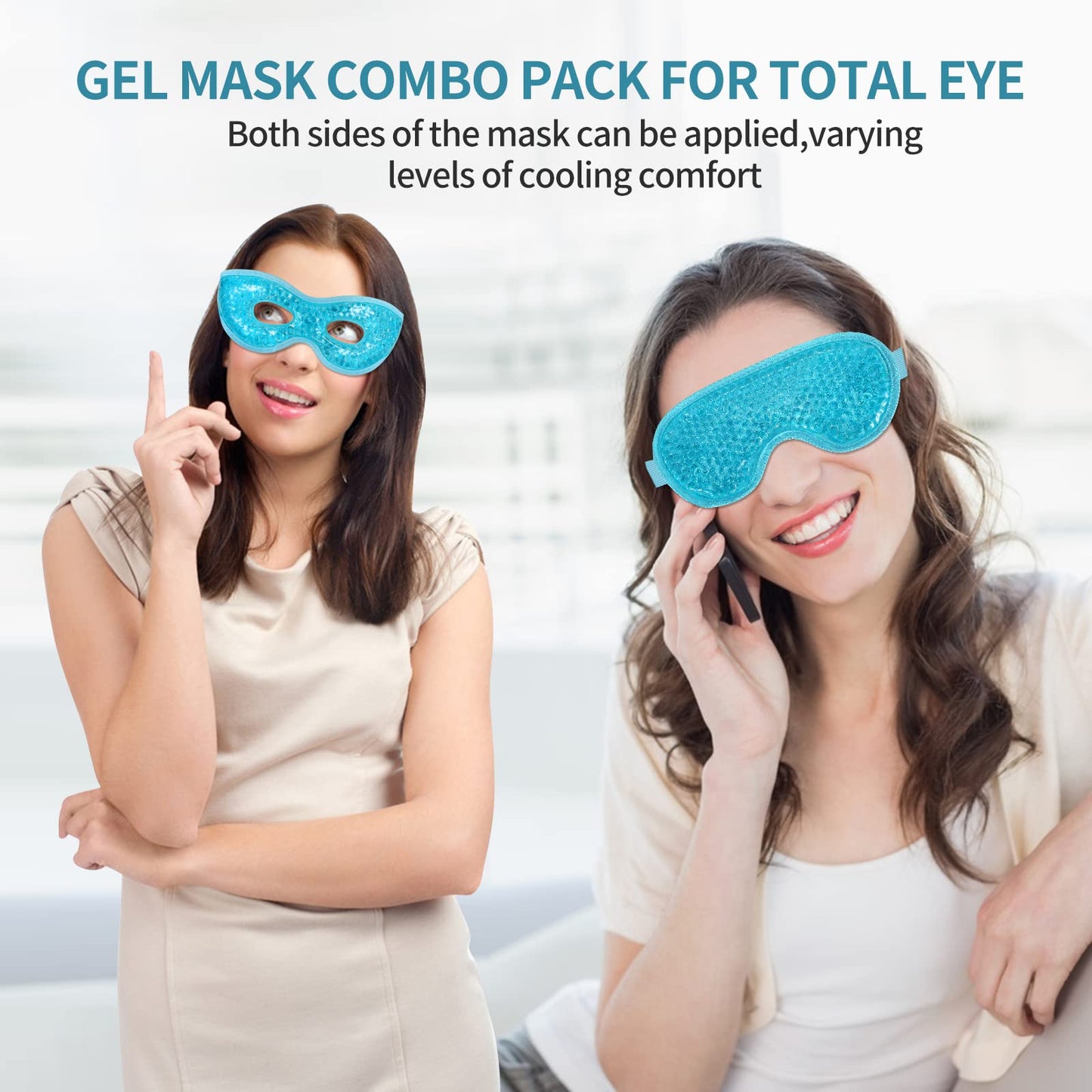 2PCS Gel Eye Mask Reusable Cold Therapy Gel Bead Eye Mask for Puffiness/Dark Circles/Eye Bags/Dry Eyes/Headaches/Migraines/Stress Relief (Blue) Beauty and Personal Care CONSGIJI
