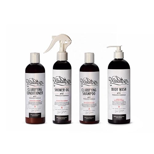 DandyMen Men’s Shower Set - Shampoo, Conditioner, Body Wash & Shower Oil - Cleansing & Moisturizing Grooming Kit for Hair & Skin (Tobacco Vanilla) Beauty & Personal Care DandyMen