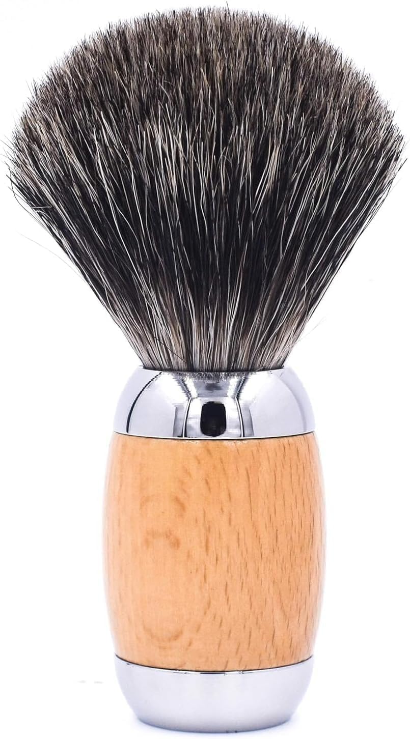 Taconic Shave 100% Mixed Badger Shaving Brush - Extra-Dense 22 mm Knot for Rich Lather, Beechwood & Chrome Ergonomic Handle + Lucite Stand Included Beauty and Personal Care Taconic Shave